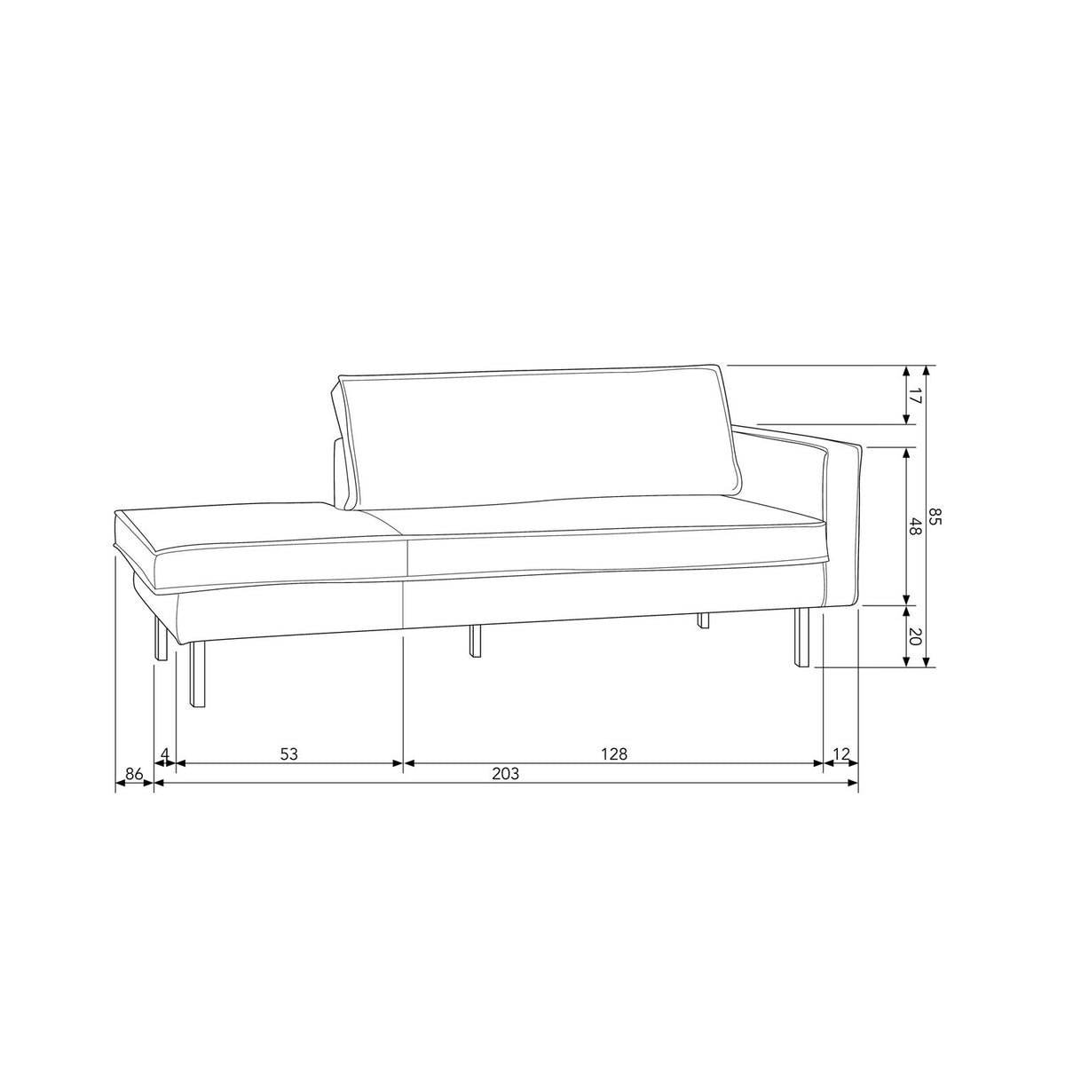RODEO DAYBED RIGHT BOUCLE NATURAL