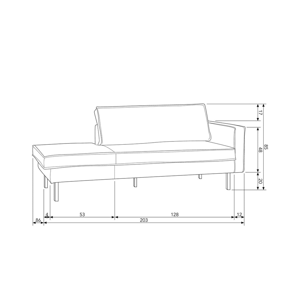 RODEO DAYBED RIGHT VELVET RUST