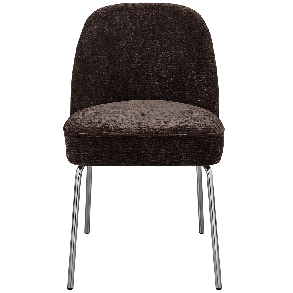 VOGUE DINING CHAIR 3D CHENILLE DARK BROWN CHROME LEG