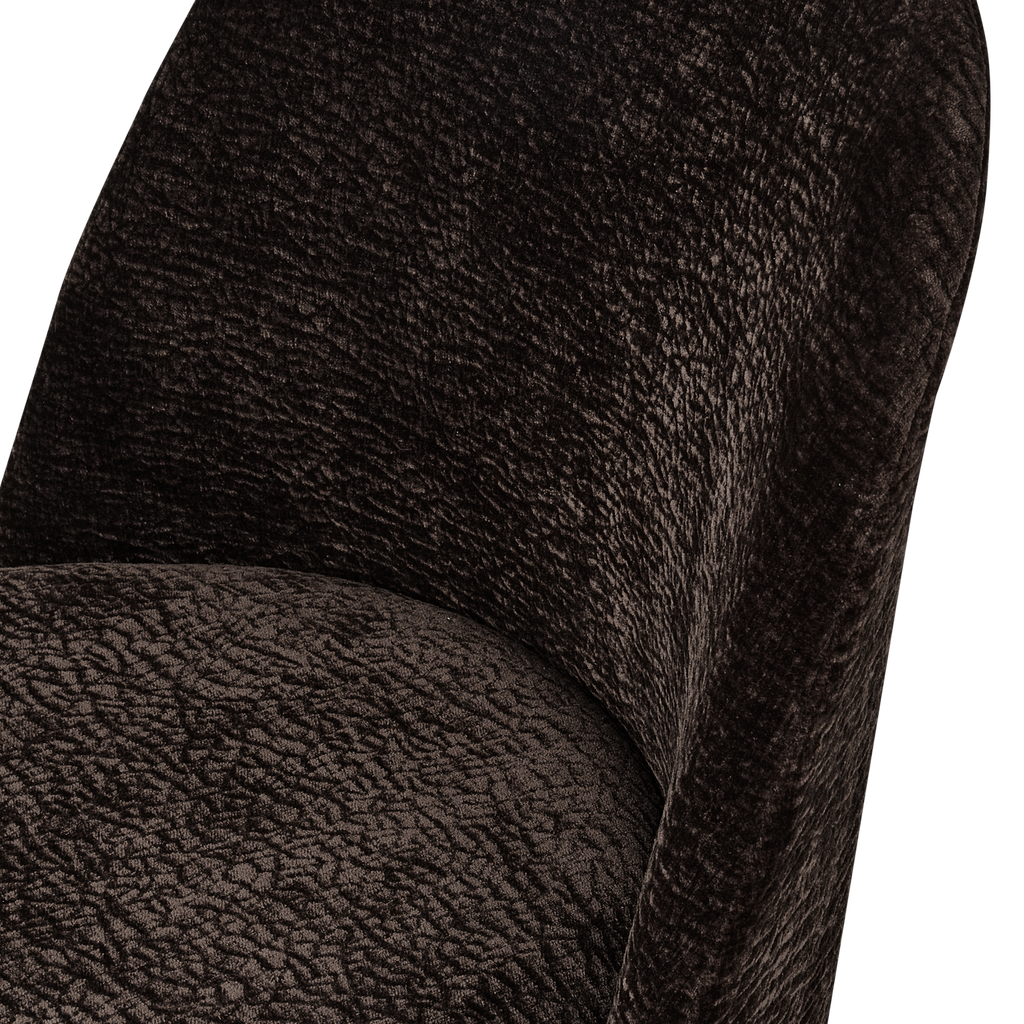 VOGUE DINING CHAIR 3D CHENILLE DARK BROWN CHROME LEG