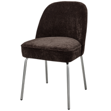 Load image into Gallery viewer, VOGUE DINING CHAIR 3D CHENILLE DARK BROWN CHROME LEG