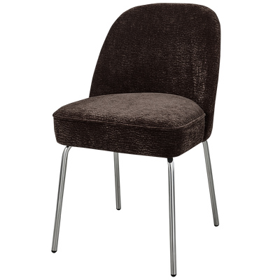 VOGUE DINING CHAIR 3D CHENILLE DARK BROWN CHROME LEG