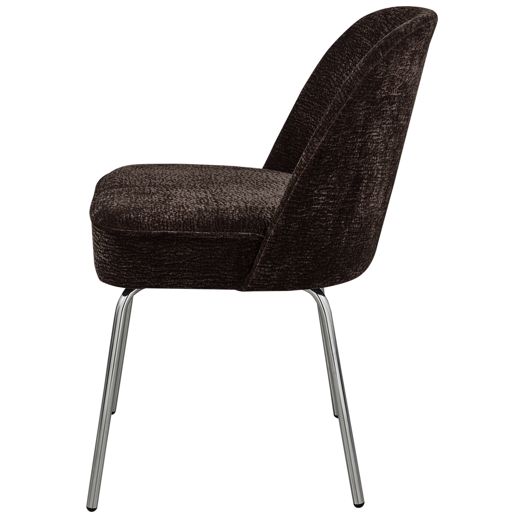 VOGUE DINING CHAIR 3D CHENILLE DARK BROWN CHROME LEG