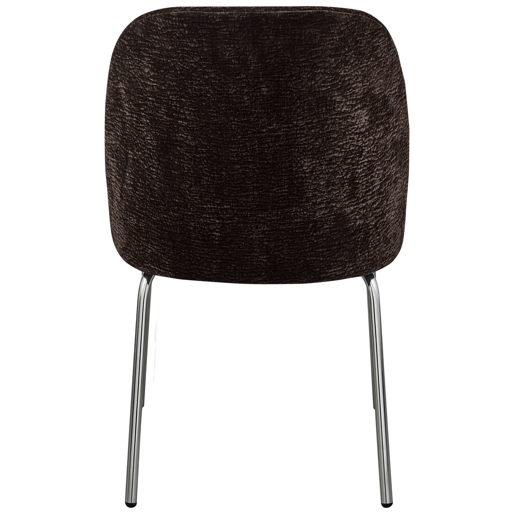 VOGUE DINING CHAIR 3D CHENILLE DARK BROWN CHROME LEG