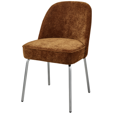 VOGUE DINING CHAIR 3D CHENILLE MID BROWN CHROME LEG