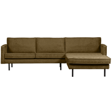 Laden Sie das Bild in den Galerie-Viewer, RODEO CHAISE LONGUE RIGHT STRUCTURE VELVET BRASS