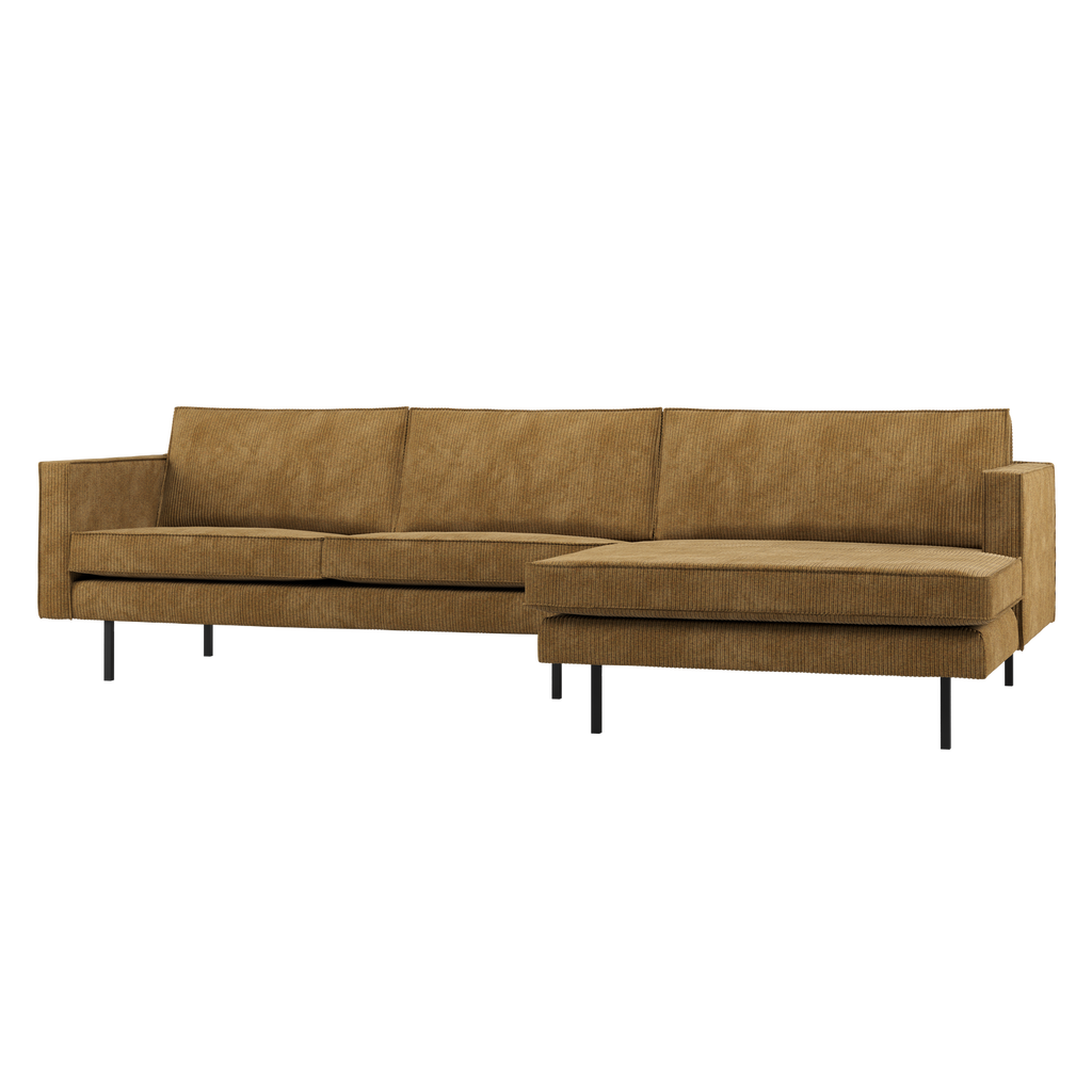 RODEO CHAISE LONGUE SOFA RIGHT RIBSTOF HONEY YELLOW