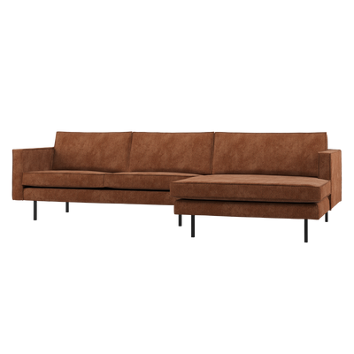 RODEO CHAISE LONGUE SOFA RIGHT RIBSTOF RUST BROWN