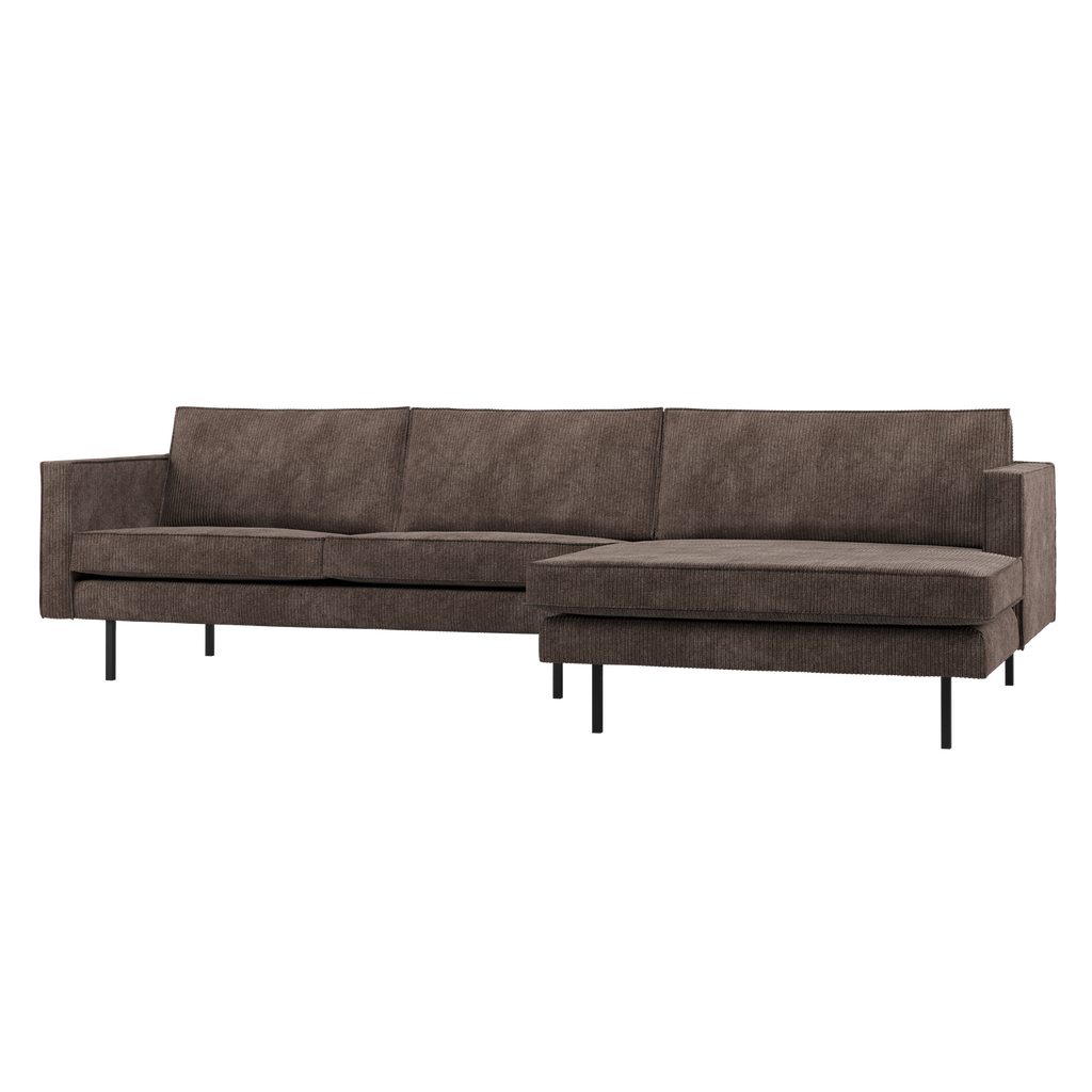 RODEO CHAISE LONGUE SOFA RIGHT RIBSTOF BROWN