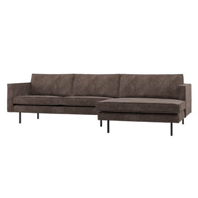 RODEO CHAISE LONGUE SOFA RIGHT RIBSTOF BROWN