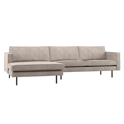 RODEO CHAISE LONGUE SOFA LEFT RIB FABRIC DARK SAND