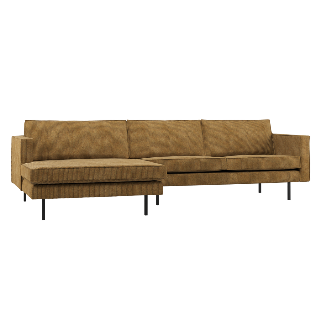 RODEO CHAISE LONGUE SOFA LEFT RIBSTOF HONEY YELLOW