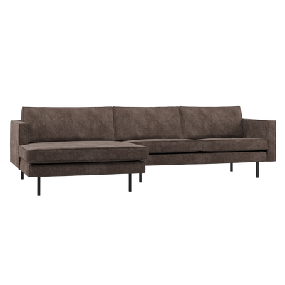 RODEO CHAISE LONGUE SOFA LEFT RIBSTOF BROWN