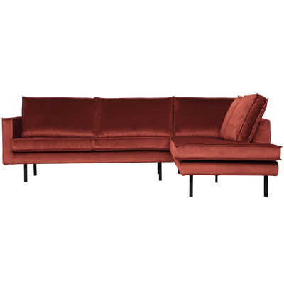 RODEO CORNER SOFA RIGHT VELVET CHESTNUT BROWN
