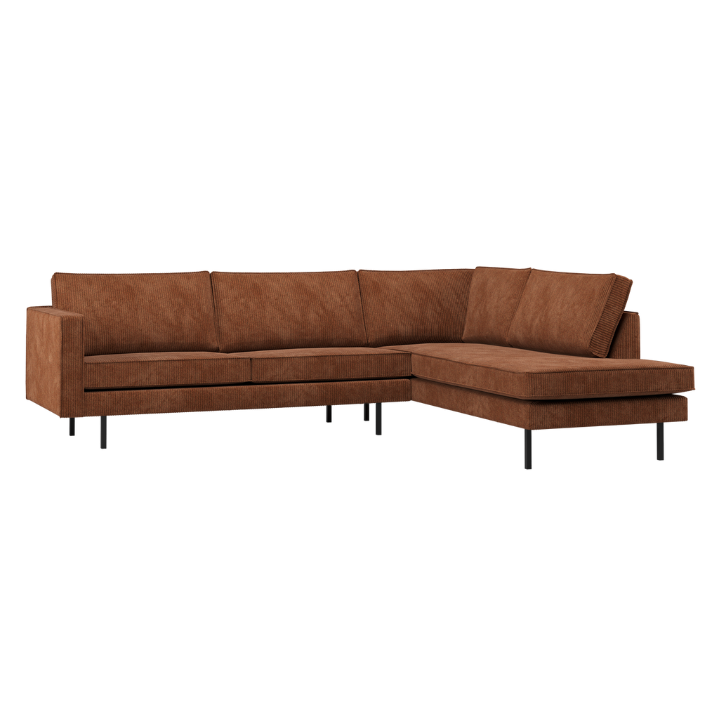 RODEO CORNER SOFA RIGHT RIB FABRIC RUST BROWN