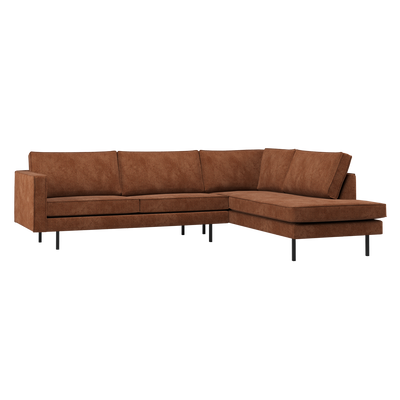 RODEO CORNER SOFA RIGHT RIB FABRIC RUST BROWN