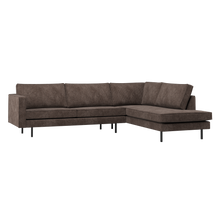 Laden Sie das Bild in den Galerie-Viewer, RODEO CORNER SOFA RIGHT RIB FABRIC BROWN