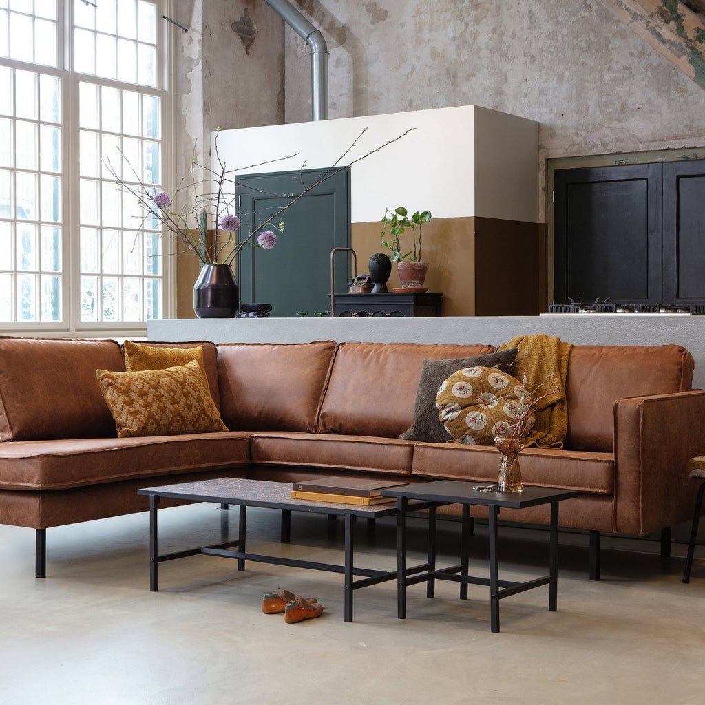 RODEO CORNER SOFA LEFT ECO LEATHER COGNAC
