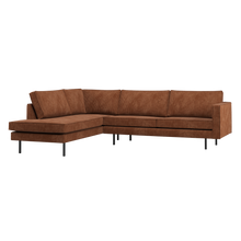 Laden Sie das Bild in den Galerie-Viewer, RODEO CORNER SOFA LEFT RIB FABRIC RUST BROWN