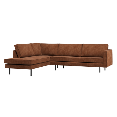 RODEO CORNER SOFA LEFT RIB FABRIC RUST BROWN