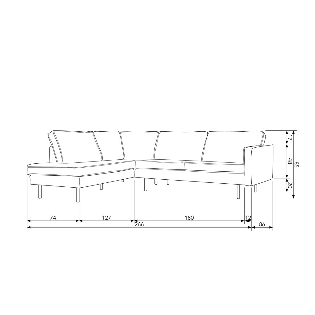 RODEO CORNER SOFA LEFT VELVET TEAL