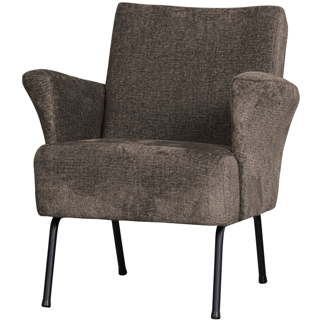 MUSE ARMCHAIR COARSE WOVEN FABRIC GREY/BROWN
