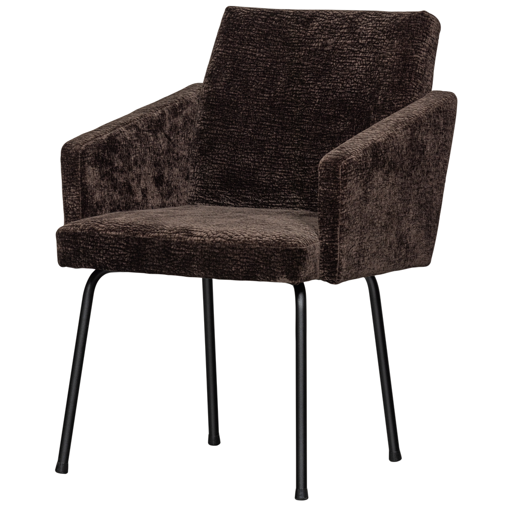 MOUNT DINING CHAIR WITH ARMREST 3D CHENILLE DARK BROWN