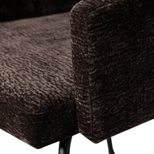 Cargar imagen en el visor de la galería, MOUNT DINING CHAIR WITH ARMREST 3D CHENILLE DARK BROWN