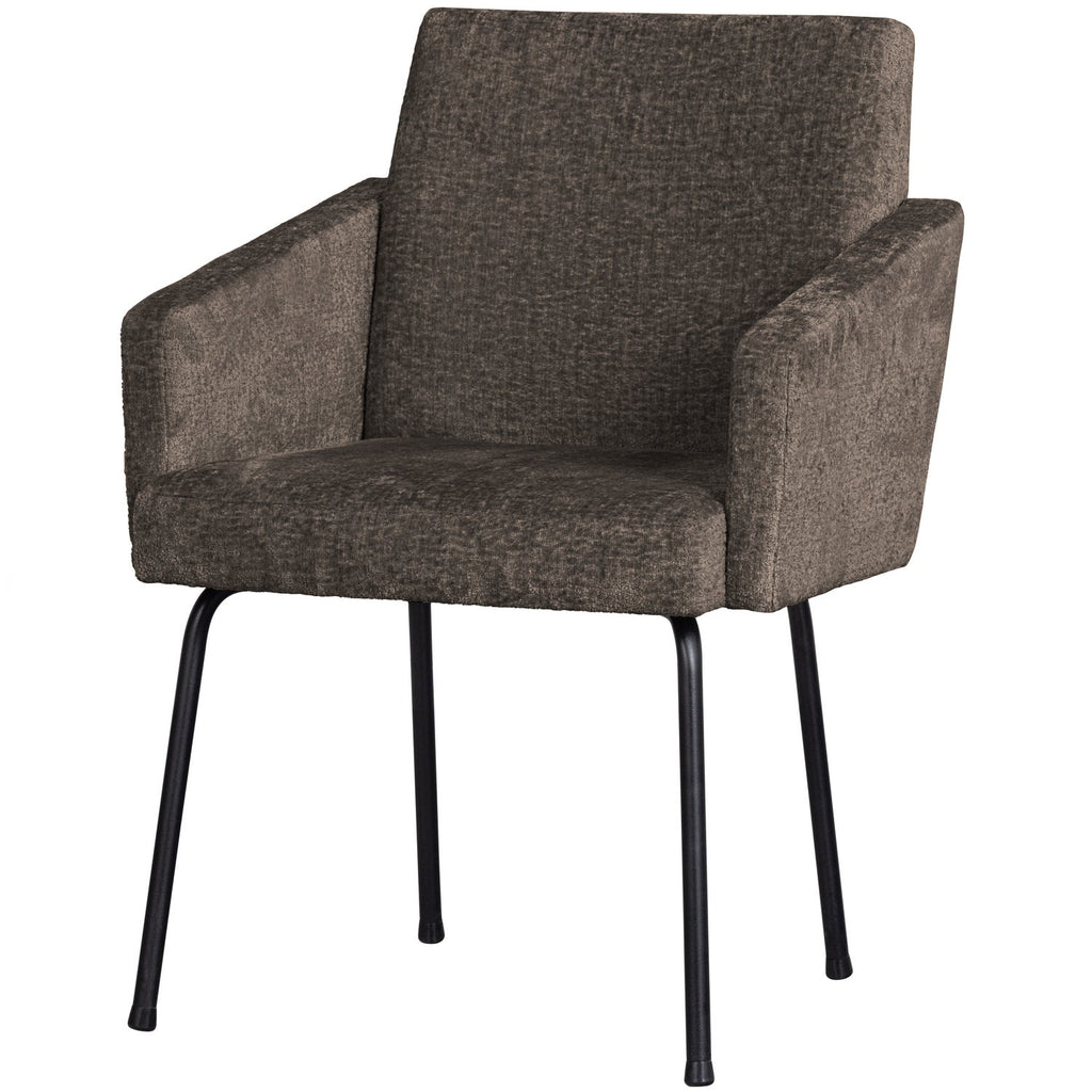 MOUNT DINING CHAIR WITH ARMREST COARSE WOVEN GREY/BROWN