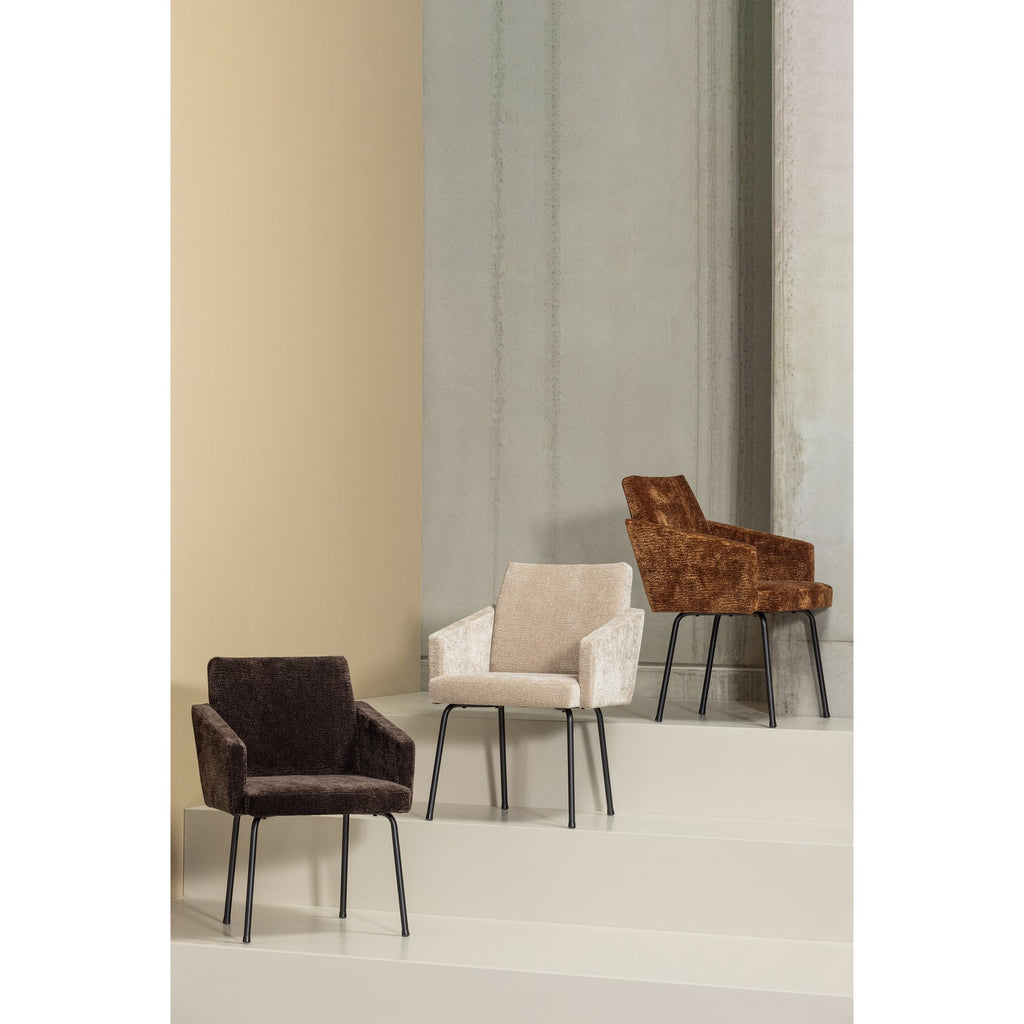 MOUNT DINING CHAIR WITH ARMREST 3D CHENILLE MID BROWN