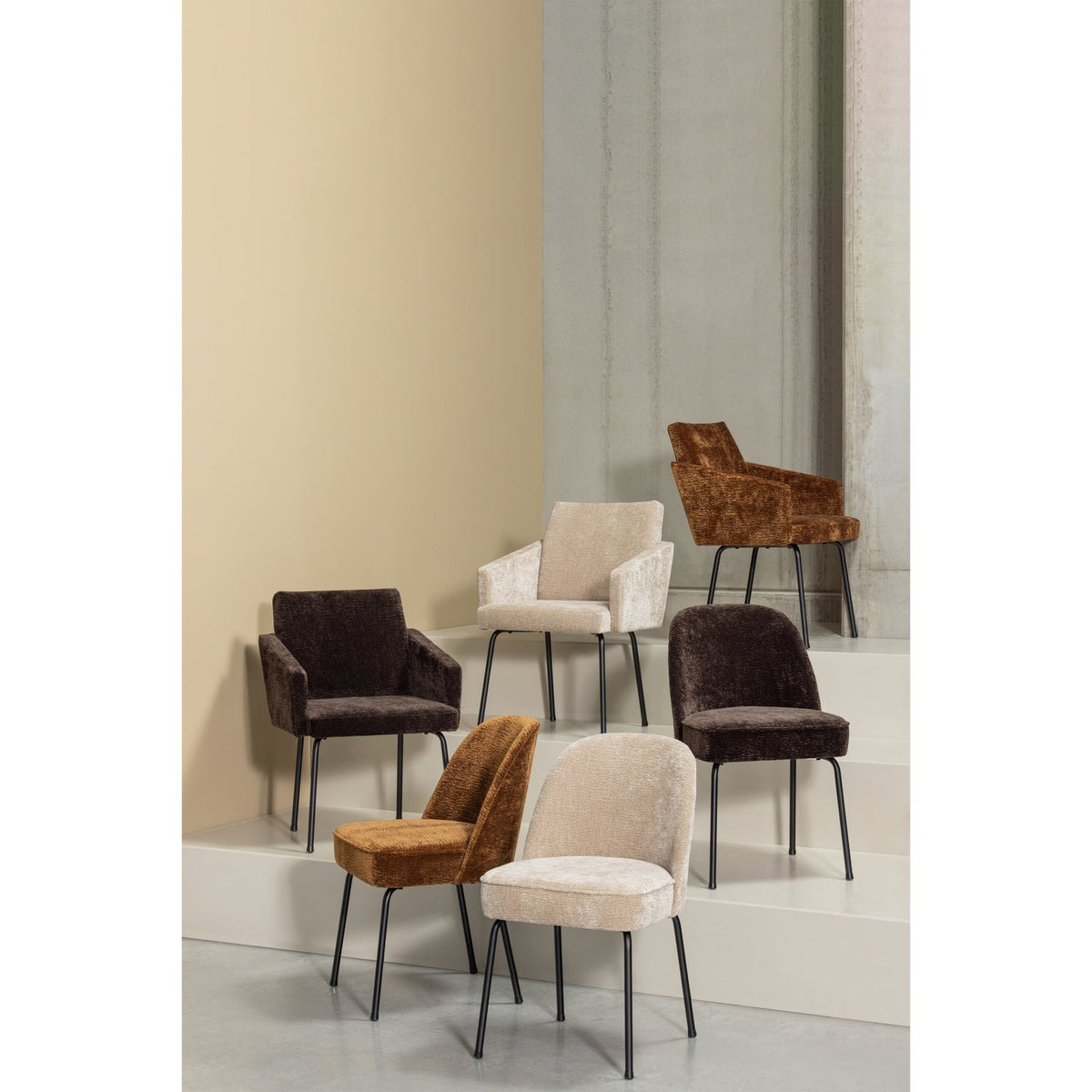 VOGUE DINING CHAIR 3D CHENILLE DARK BROWN