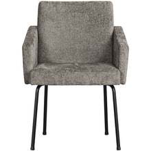 Laden Sie das Bild in den Galerie-Viewer, MOUNT DINING CHAIR WITH ARMREST COARSE WOVEN FABRIC TAUPE