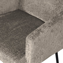 Laden Sie das Bild in den Galerie-Viewer, MOUNT DINING CHAIR WITH ARMREST COARSE WOVEN FABRIC TAUPE
