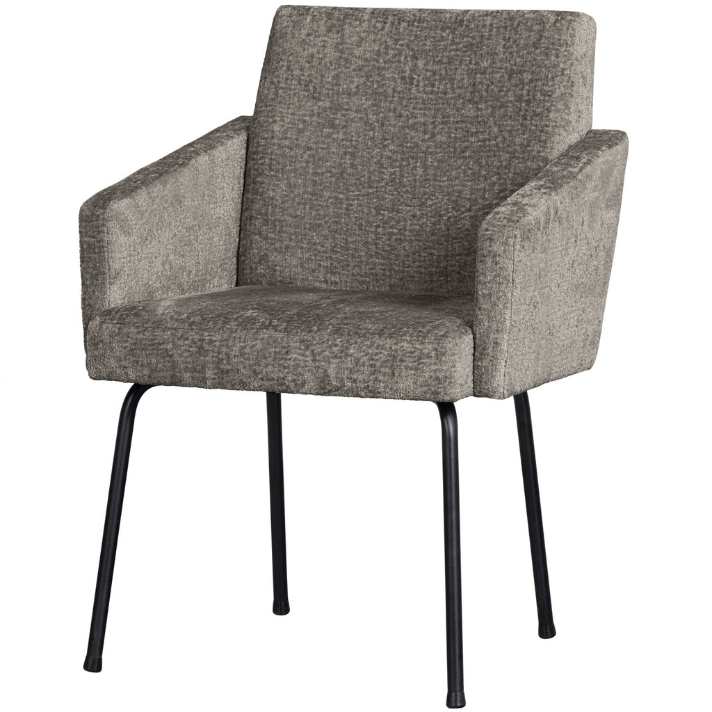 MOUNT DINING CHAIR WITH ARMREST COARSE WOVEN FABRIC TAUPE