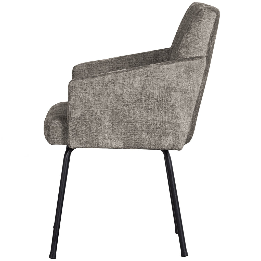 MOUNT DINING CHAIR WITH ARMREST COARSE WOVEN FABRIC TAUPE