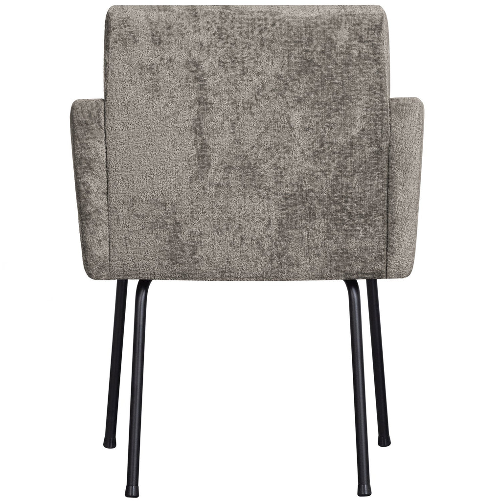 MOUNT DINING CHAIR WITH ARMREST COARSE WOVEN FABRIC TAUPE