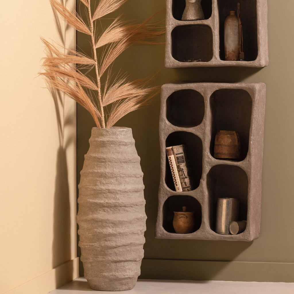 CLAY WALL CABINET PAPIER MACHE GREY