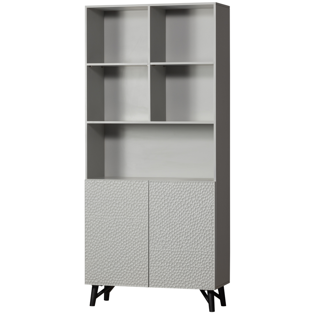 CARVED ORGANIC 2-DOORS CABINET MANGO WOOD MIST