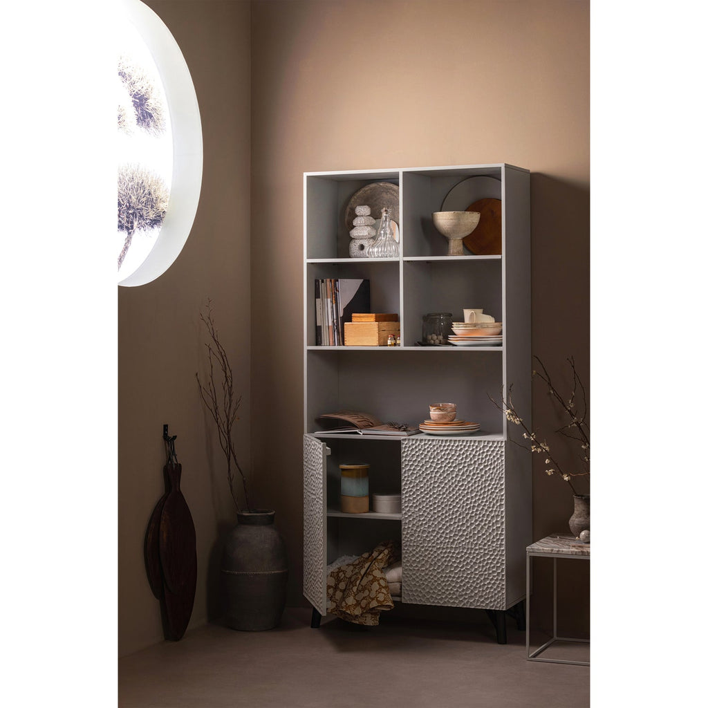 CARVED ORGANIC 2-DOORS CABINET MANGO WOOD MIST