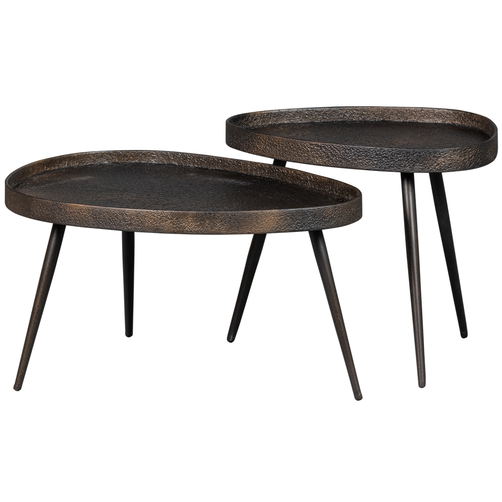 CRUDE SIDETABLES ANTIQUE BRONZE - SET OF 2