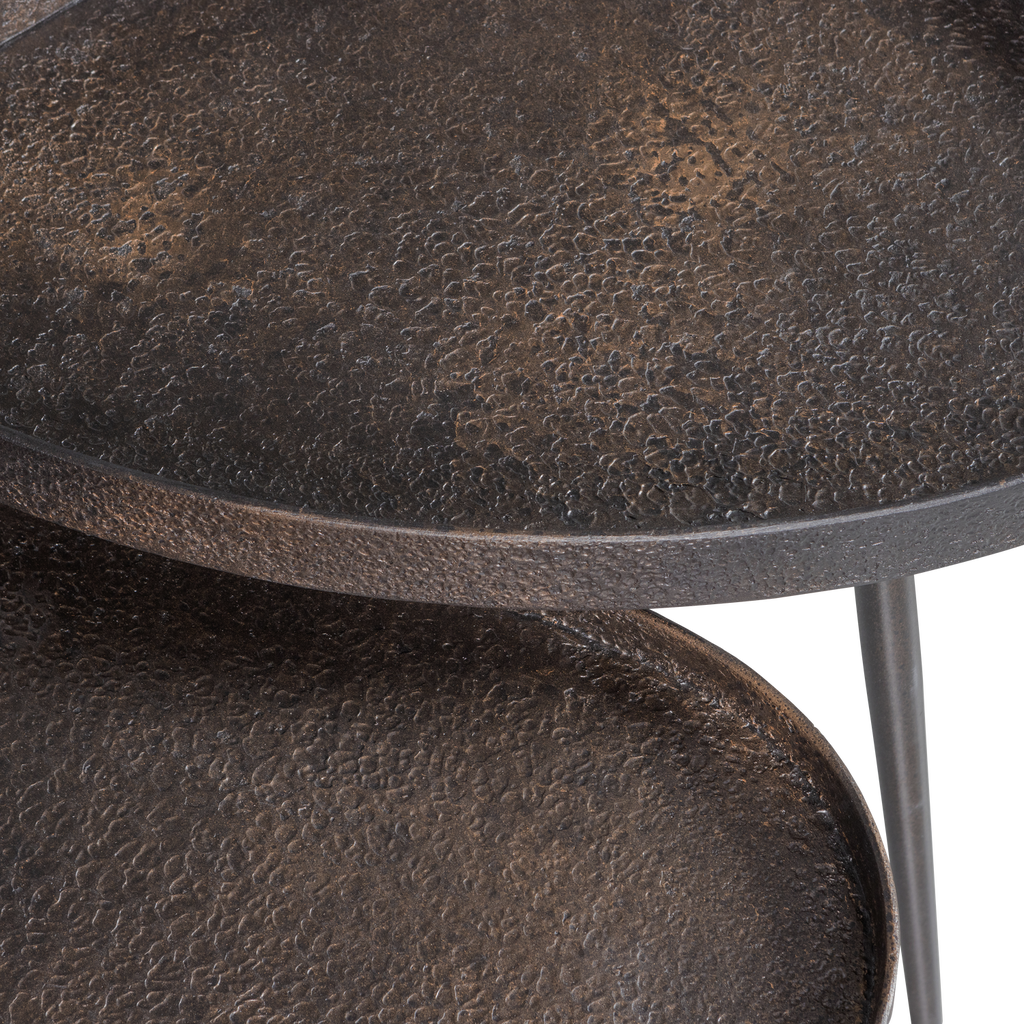 CRUDE SIDETABLES ANTIQUE BRONZE - SET OF 2