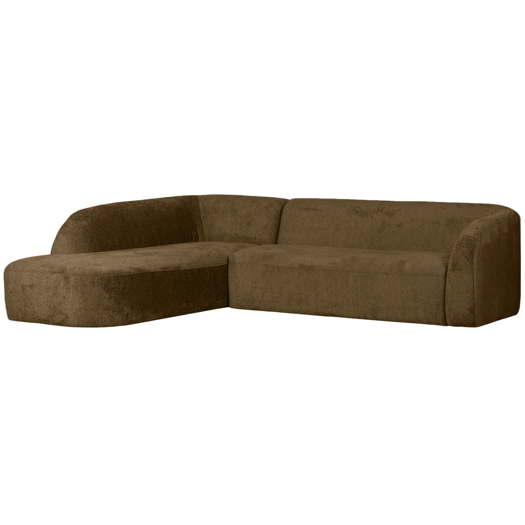 SLOPING CORNER SOFA LEFT STRUCTURE VELVET BRASS