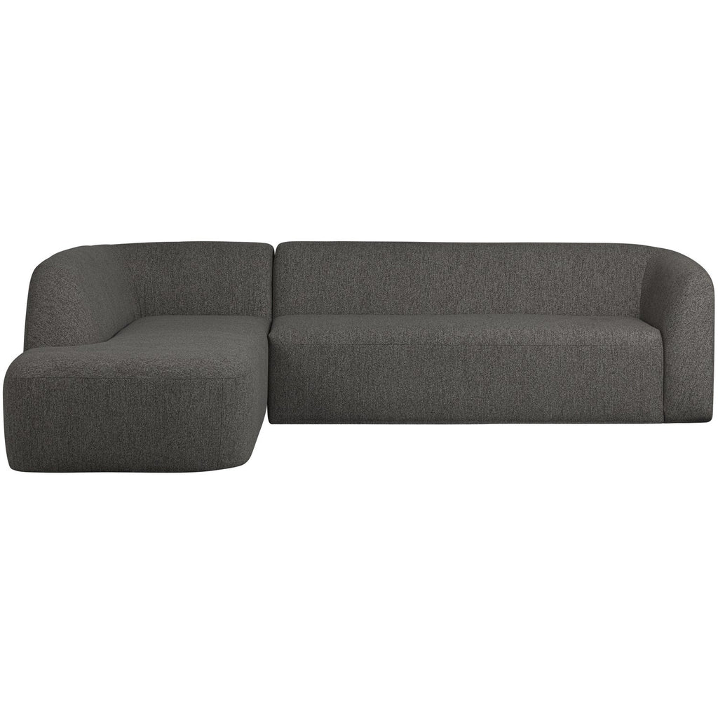 SLOPING CORNER SOFA LEFT GREY/BLACK MELANGE
