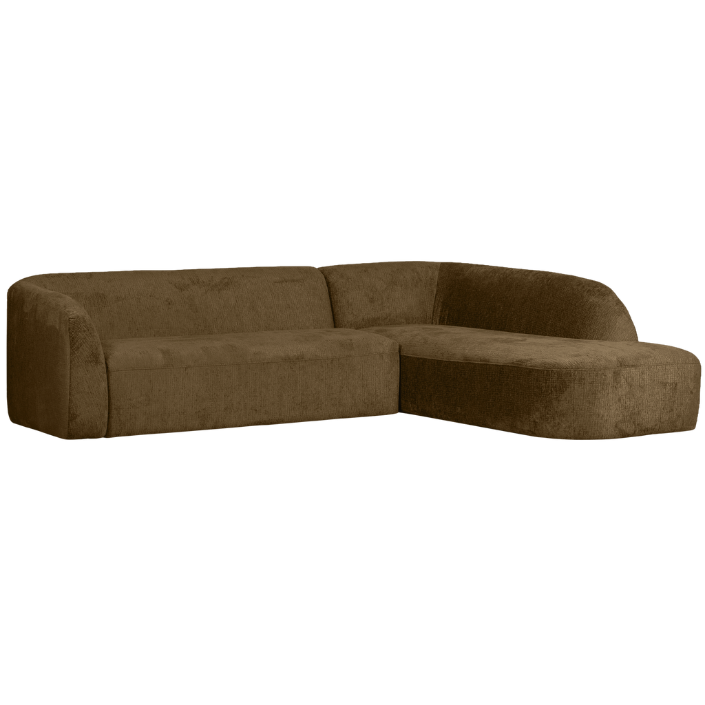 SLOPING CORNER SOFA RIGHT STRUCTURE VELVET BRASS