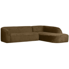 Laden Sie das Bild in den Galerie-Viewer, SLOPING CORNER SOFA RIGHT STRUCTURE VELVET BRASS