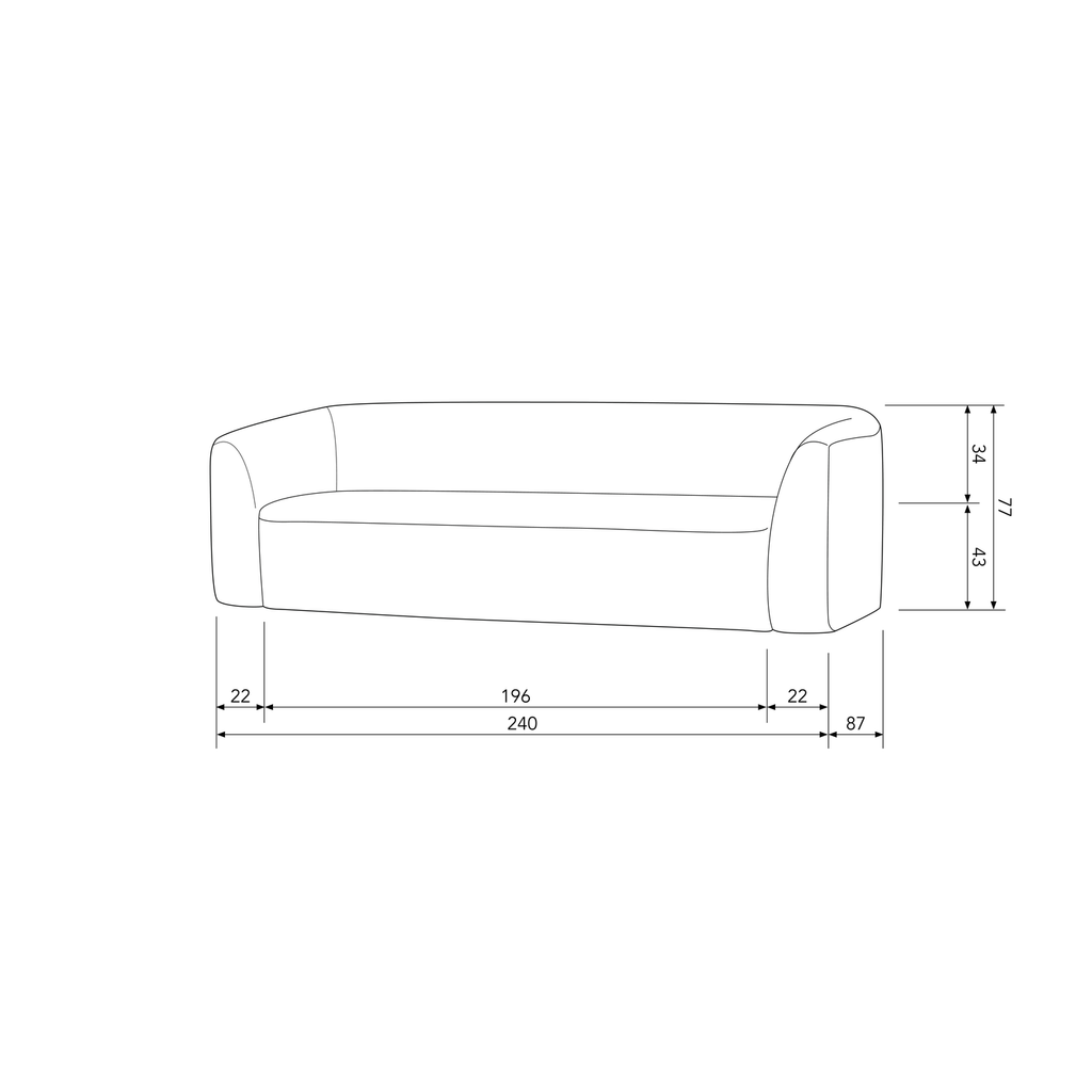 SLOPING 3-SEATER SOFA LIGHT BROWN MELANGE