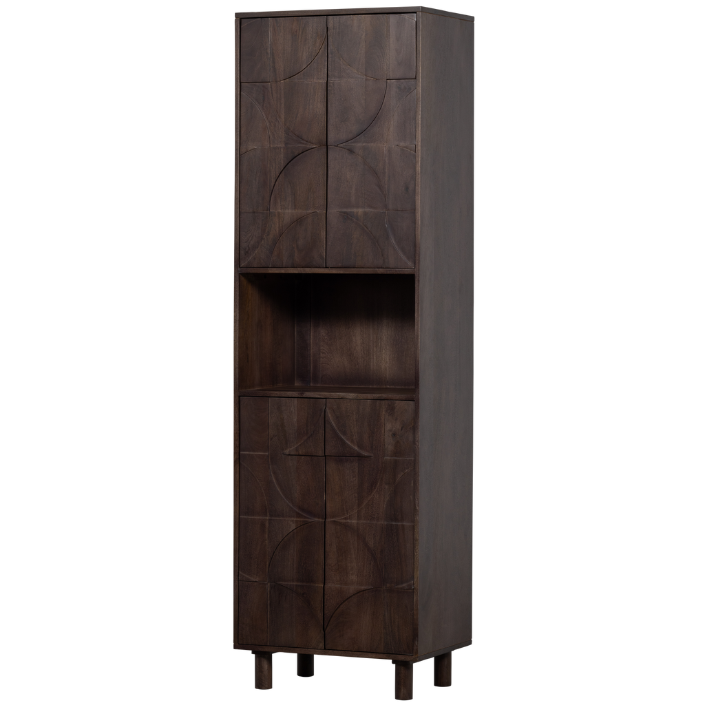 DRAW 4-DOOR STORAGE CABINET OPEN COMPARTMENT MANGO WALNUT
