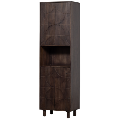 DRAW 4-DOOR STORAGE CABINET OPEN COMPARTMENT MANGO WALNUT
