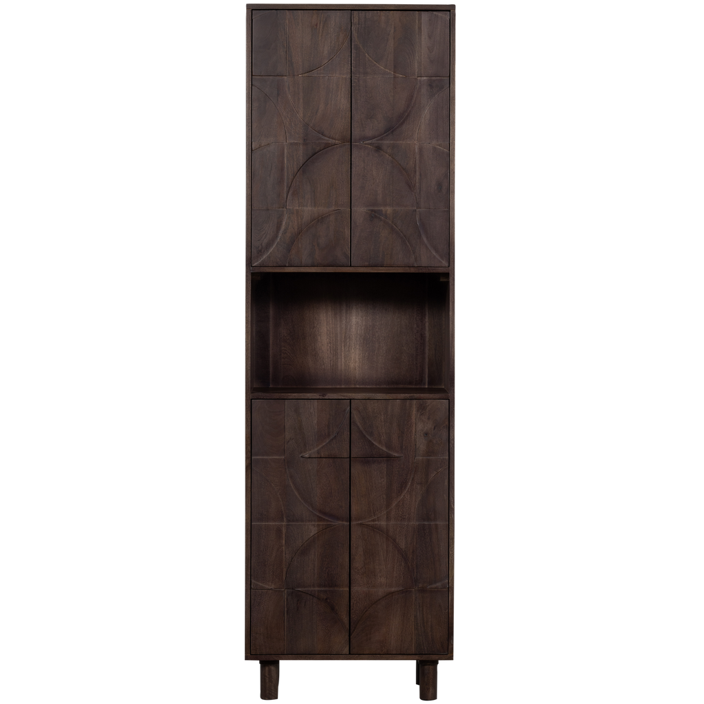 DRAW 4-DOOR STORAGE CABINET OPEN COMPARTMENT MANGO WALNUT
