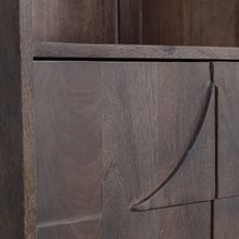 Laden Sie das Bild in den Galerie-Viewer, DRAW 4-DOOR STORAGE CABINET OPEN COMPARTMENT MANGO WALNUT